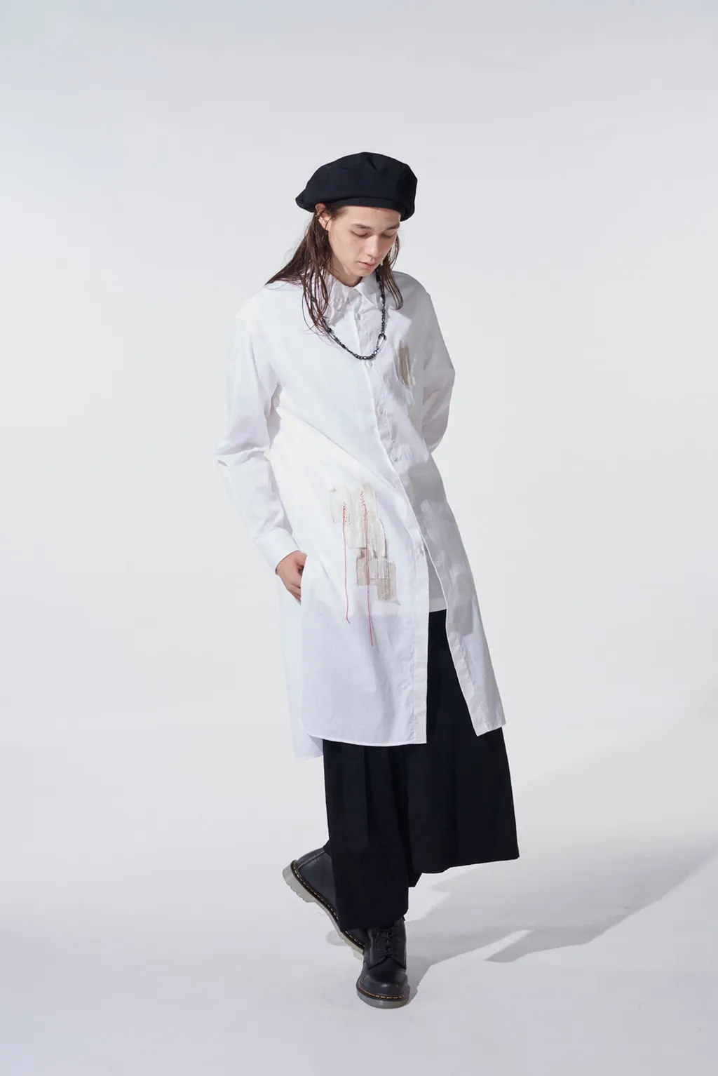 Cotton Twill Applique Long Shirt Boro