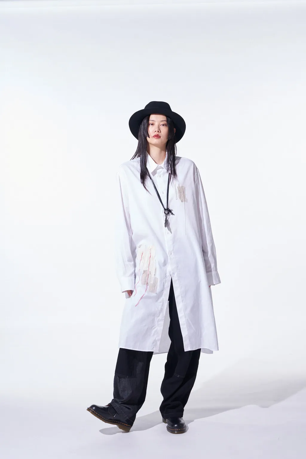 Cotton Twill Applique Long Shirt Boro