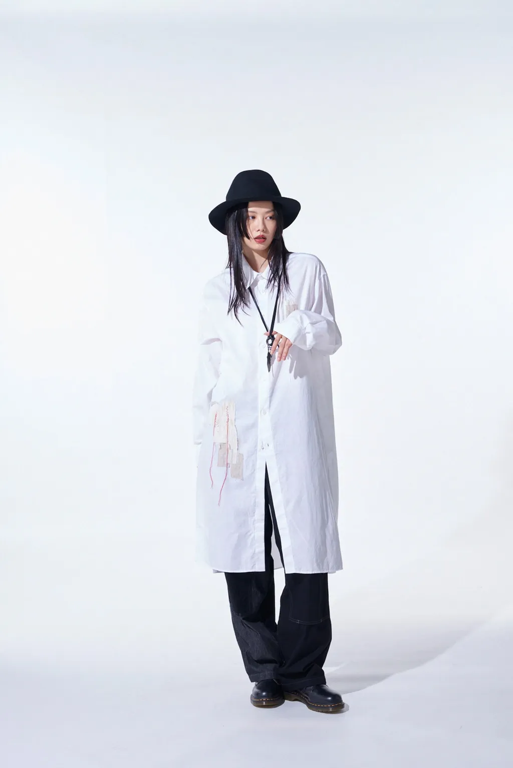 Cotton Twill Applique Long Shirt Boro