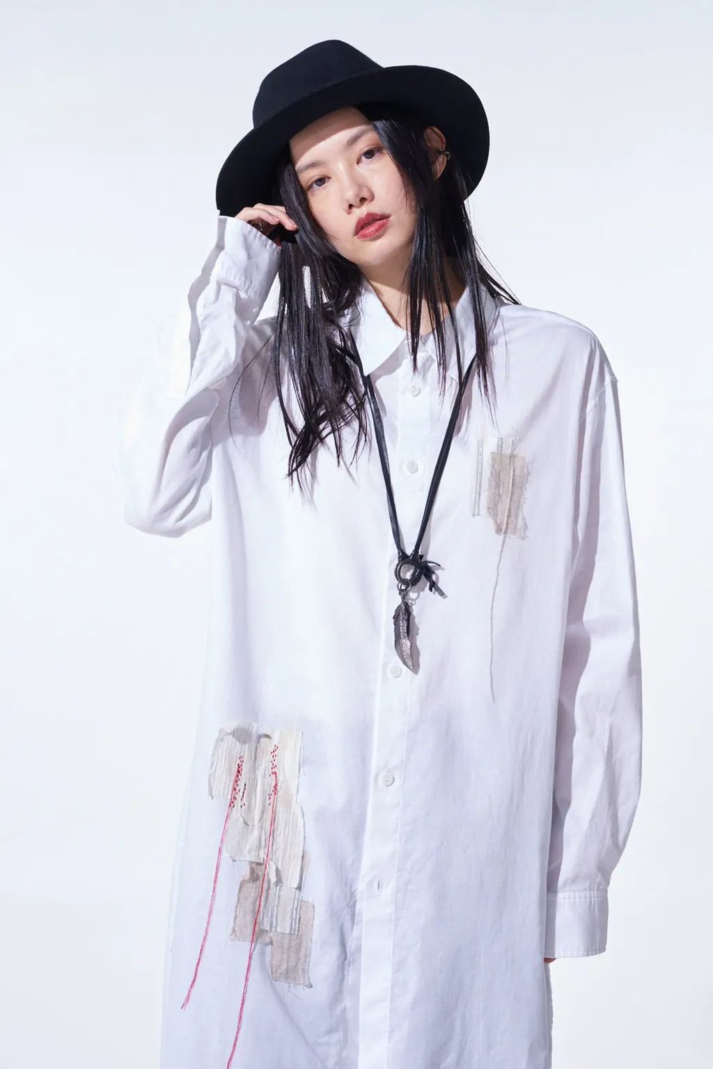 Cotton Twill Applique Long Shirt Boro