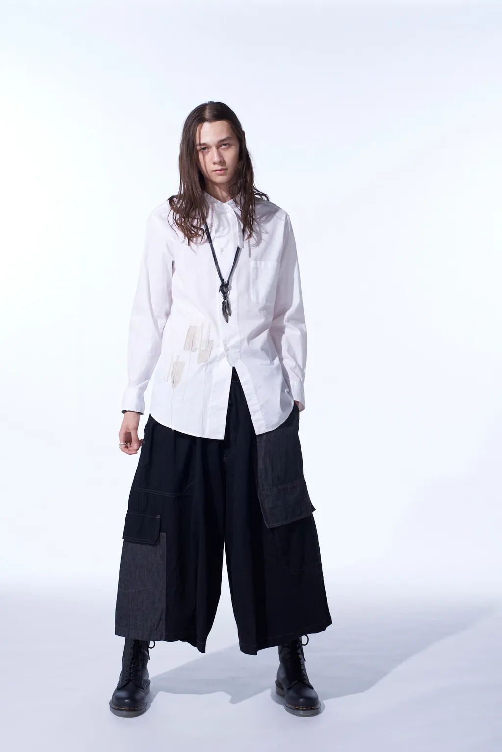 Cotton Twill Applique Stand Collar Shirt Boro