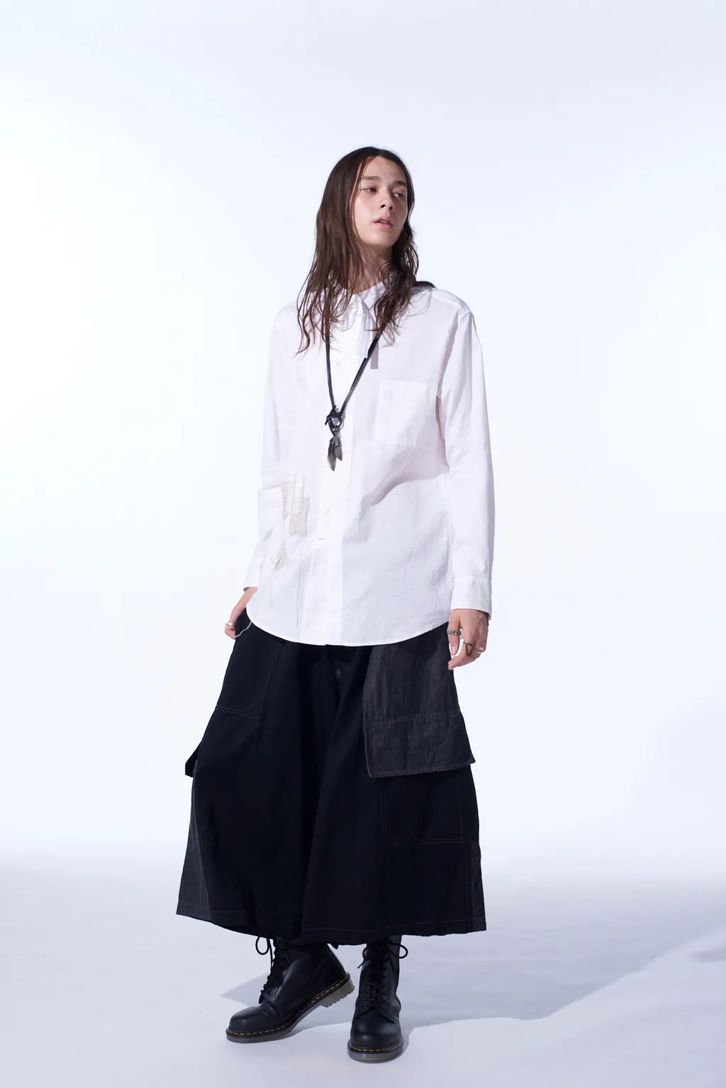 Cotton Twill Applique Stand Collar Shirt Boro