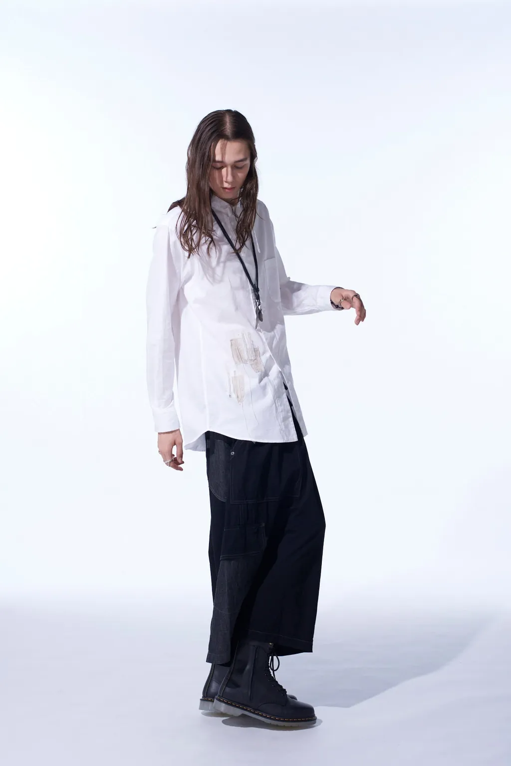 Cotton Twill Applique Stand Collar Shirt Boro