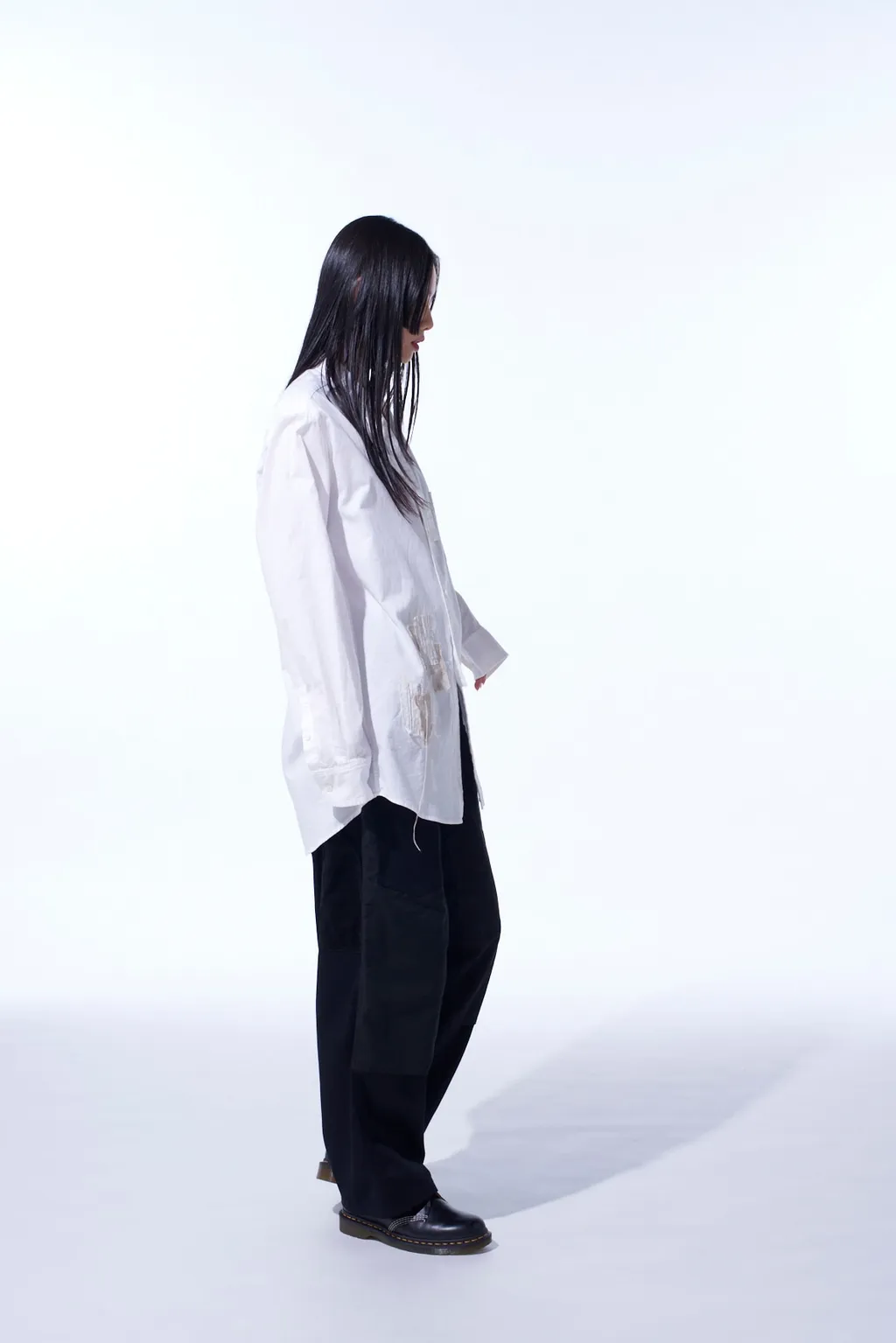 Cotton Twill Applique Stand Collar Shirt Boro
