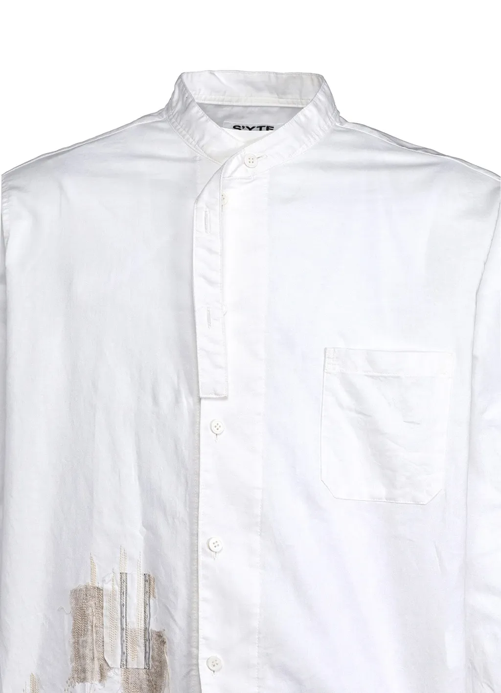 Cotton Twill Applique Stand Collar Shirt Boro
