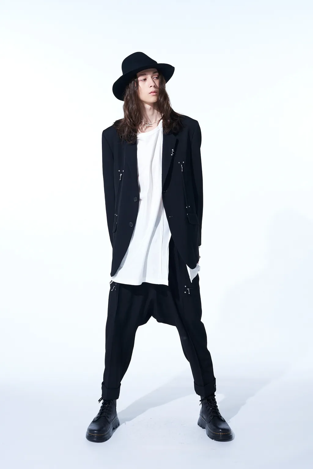 Washer Finished Wool Gabardine Studs Slim Sarouel Pants
