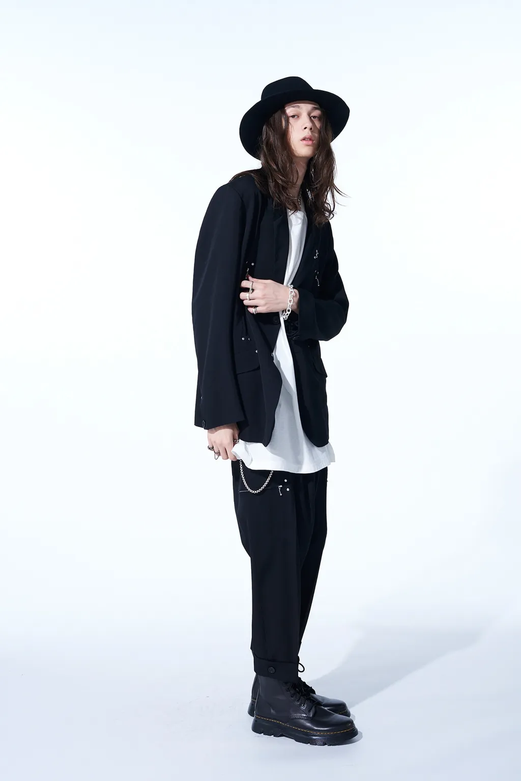 Washer Finished Wool Gabardine Studs Slim Sarouel Pants