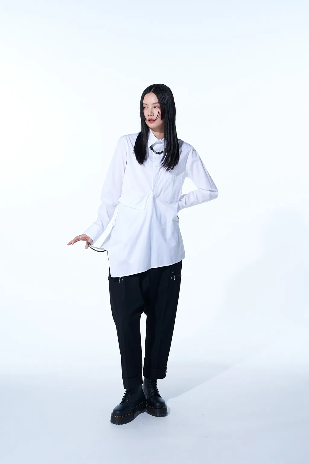 Washer Finished Wool Gabardine Studs Slim Sarouel Pants