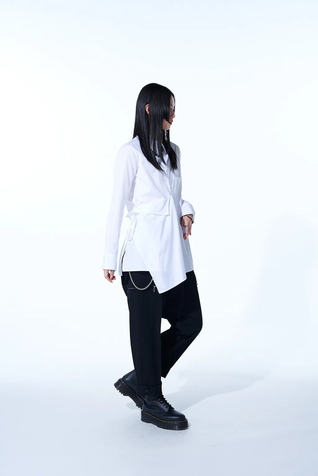 Washer Finished Wool Gabardine Studs Slim Sarouel Pants