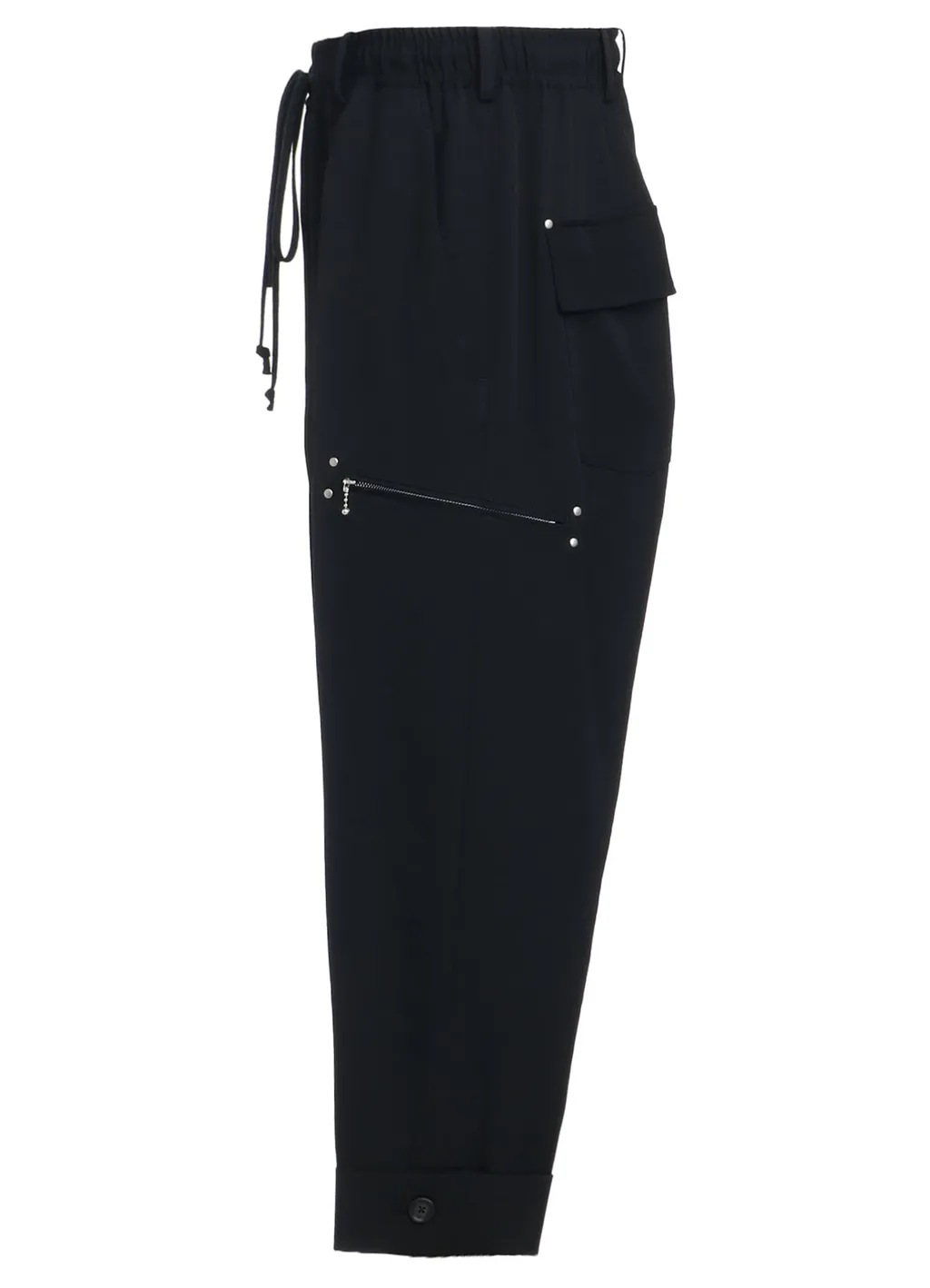 Washer Finished Wool Gabardine Studs Slim Sarouel Pants