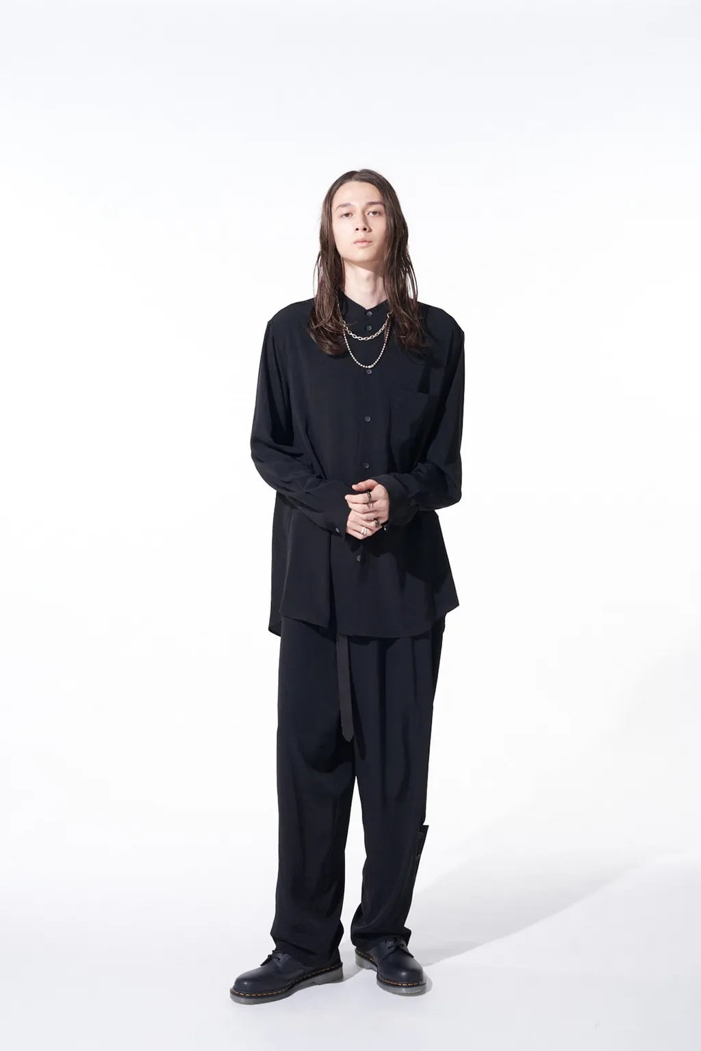 Crepe De Chine Button-Slit Pants