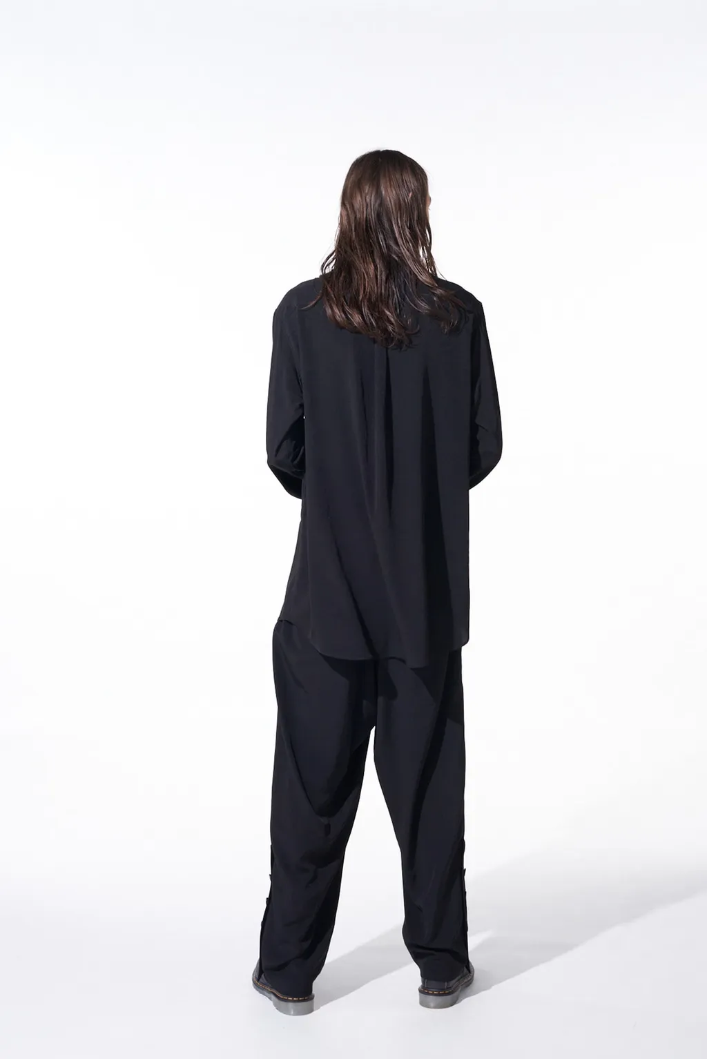 Crepe De Chine Button-Slit Pants