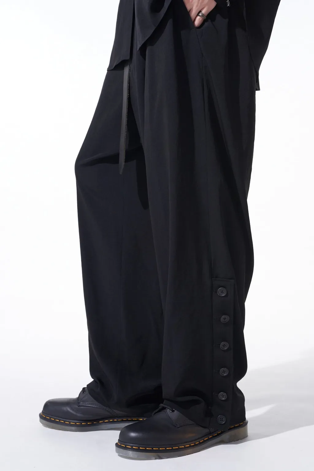 Crepe De Chine Button-Slit Pants