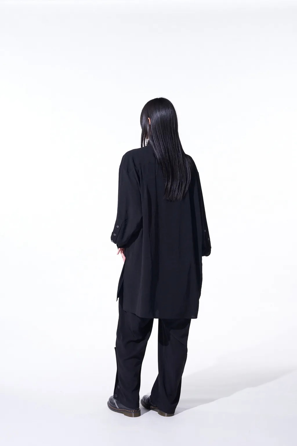 Crepe De Chine Button-Slit Pants