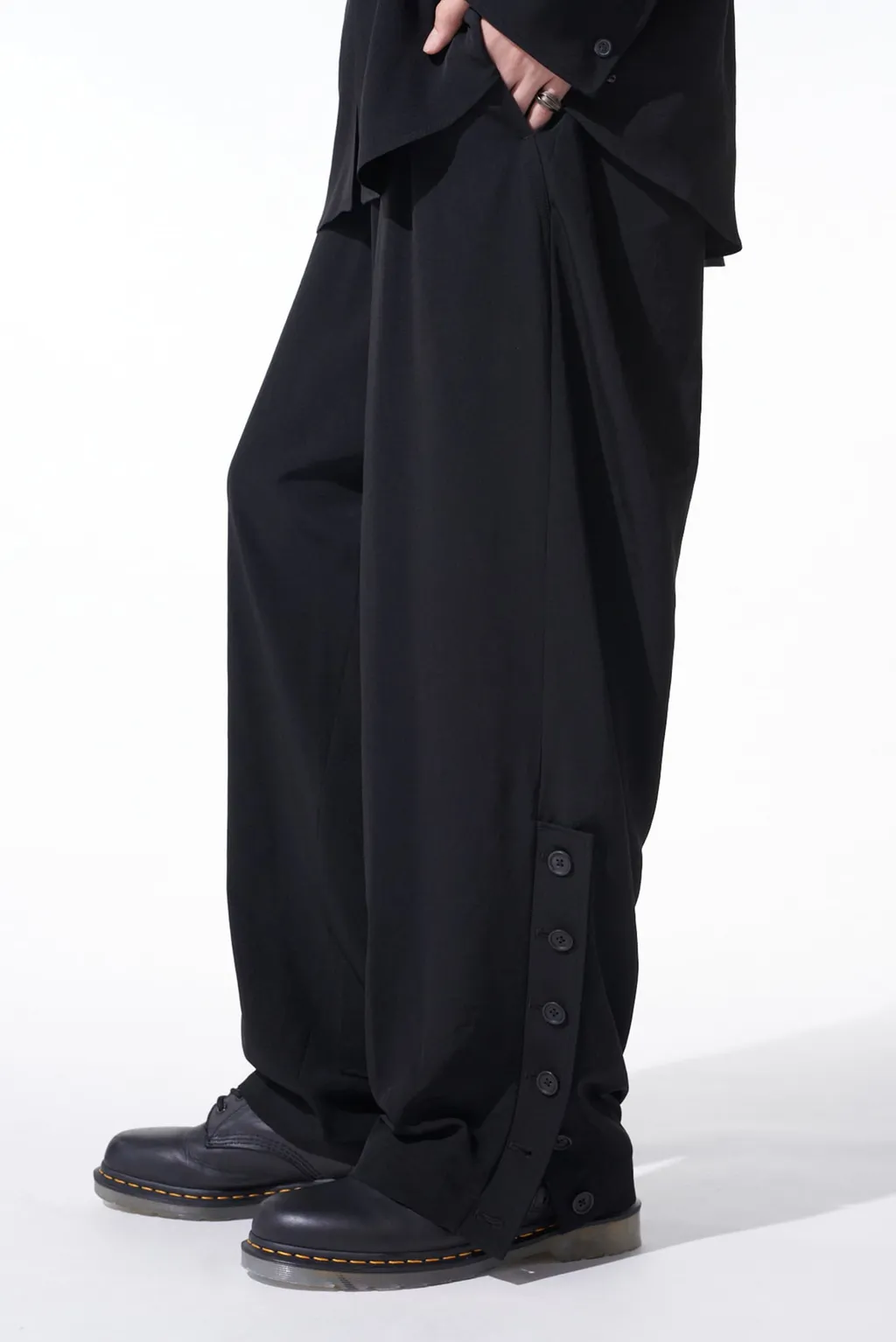 Crepe De Chine Button-Slit Pants