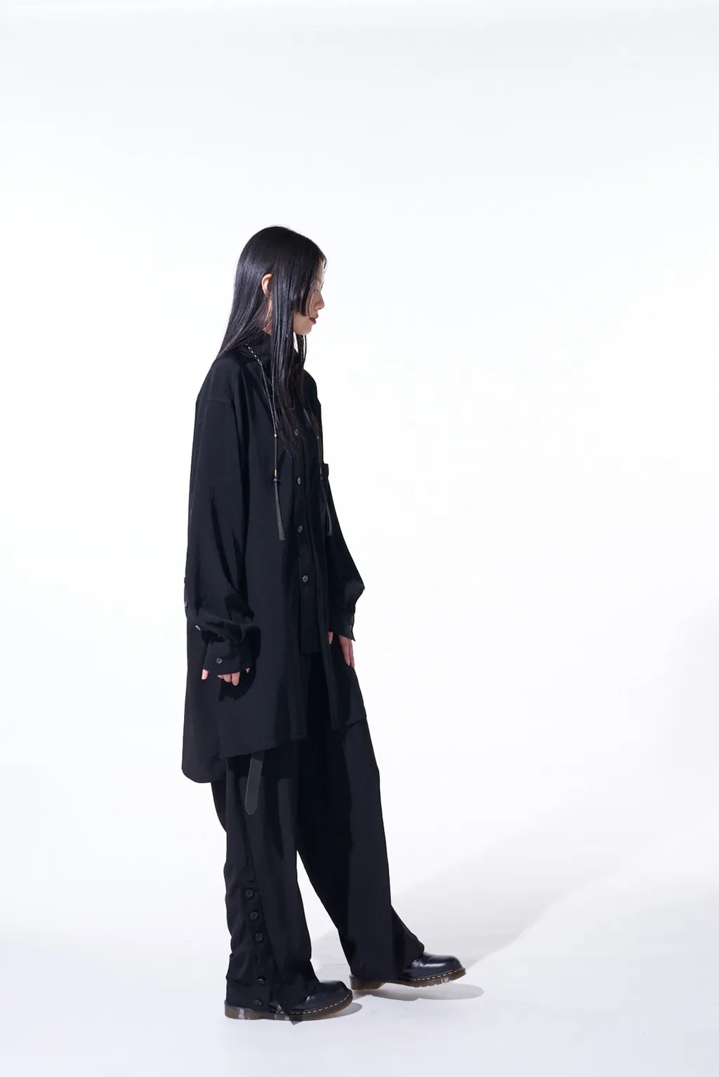 Crepe De Chine Button-Slit Pants