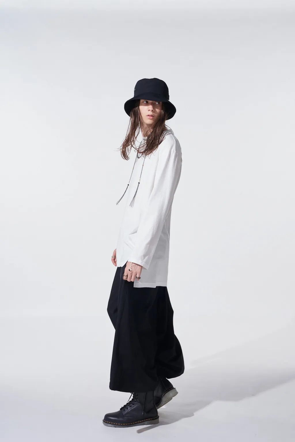Soft Jersey Applique Side Slit Long-Sleeved T-Shirt Boro
