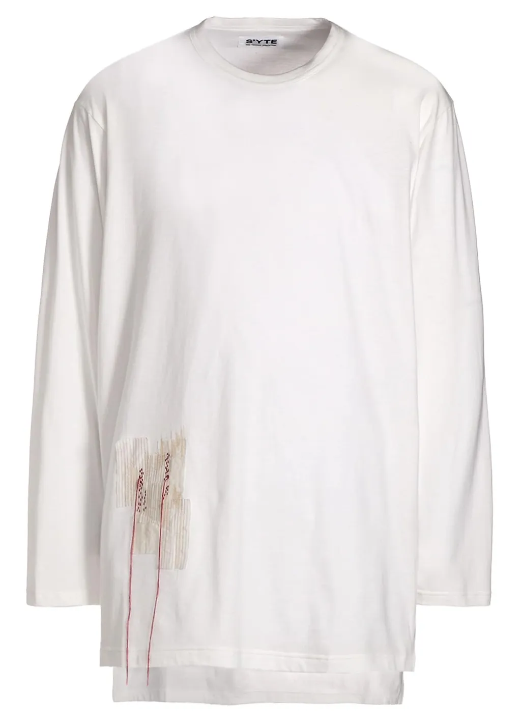 Soft Jersey Applique Side Slit Long-Sleeved T-Shirt Boro
