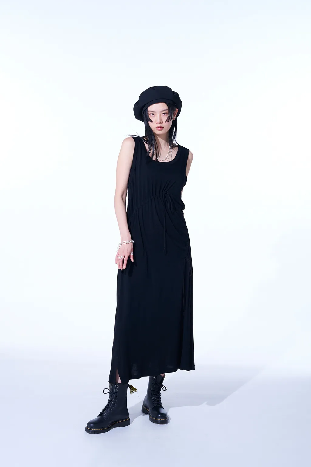Rayon Jersey Strings Gathered Dress