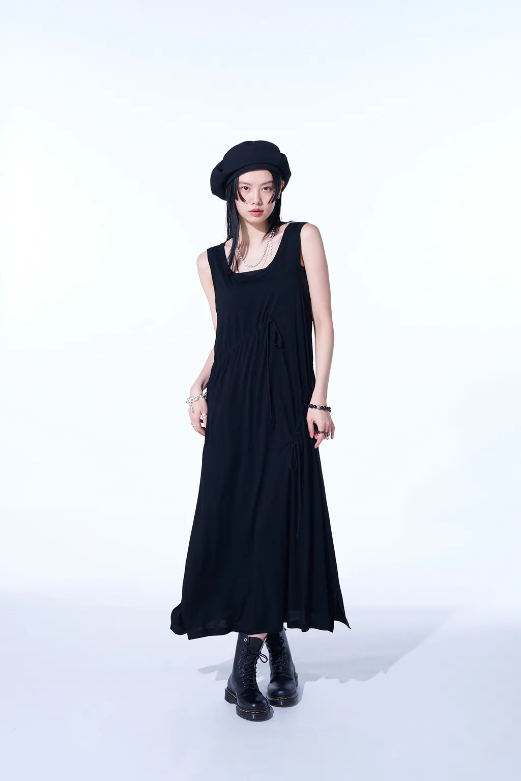Rayon Jersey Strings Gathered Dress