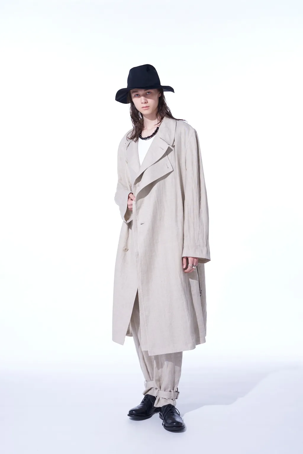 Linen Gauze Double-Breasted Coat With Double-Tailored Left Front