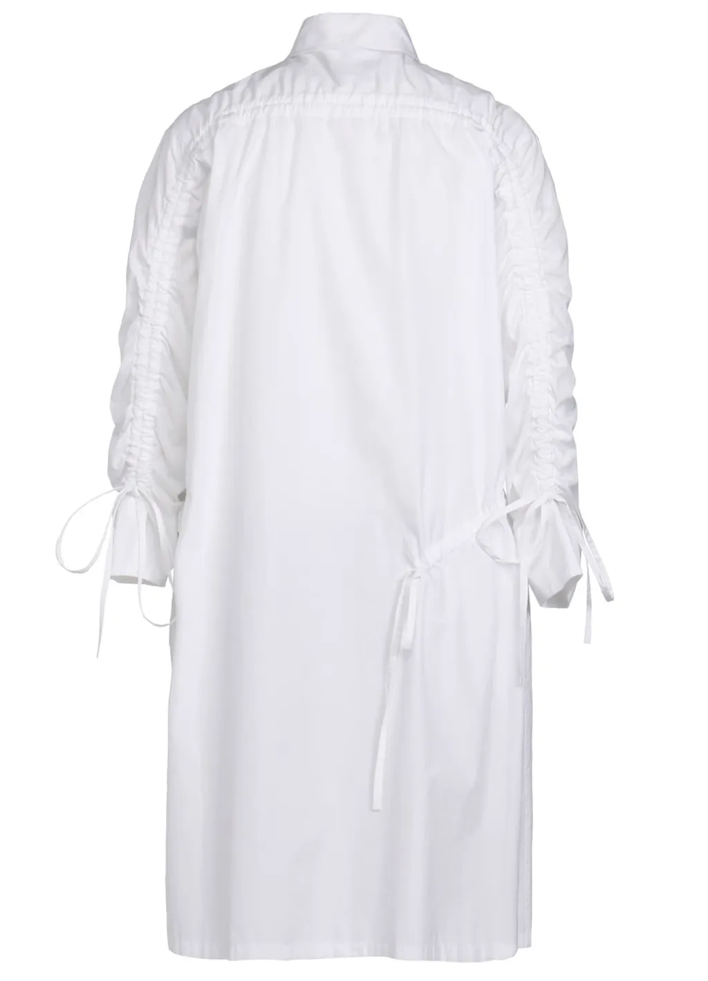 Cotton Broad Cloth Oversized Long Shirt With Gathered Strings