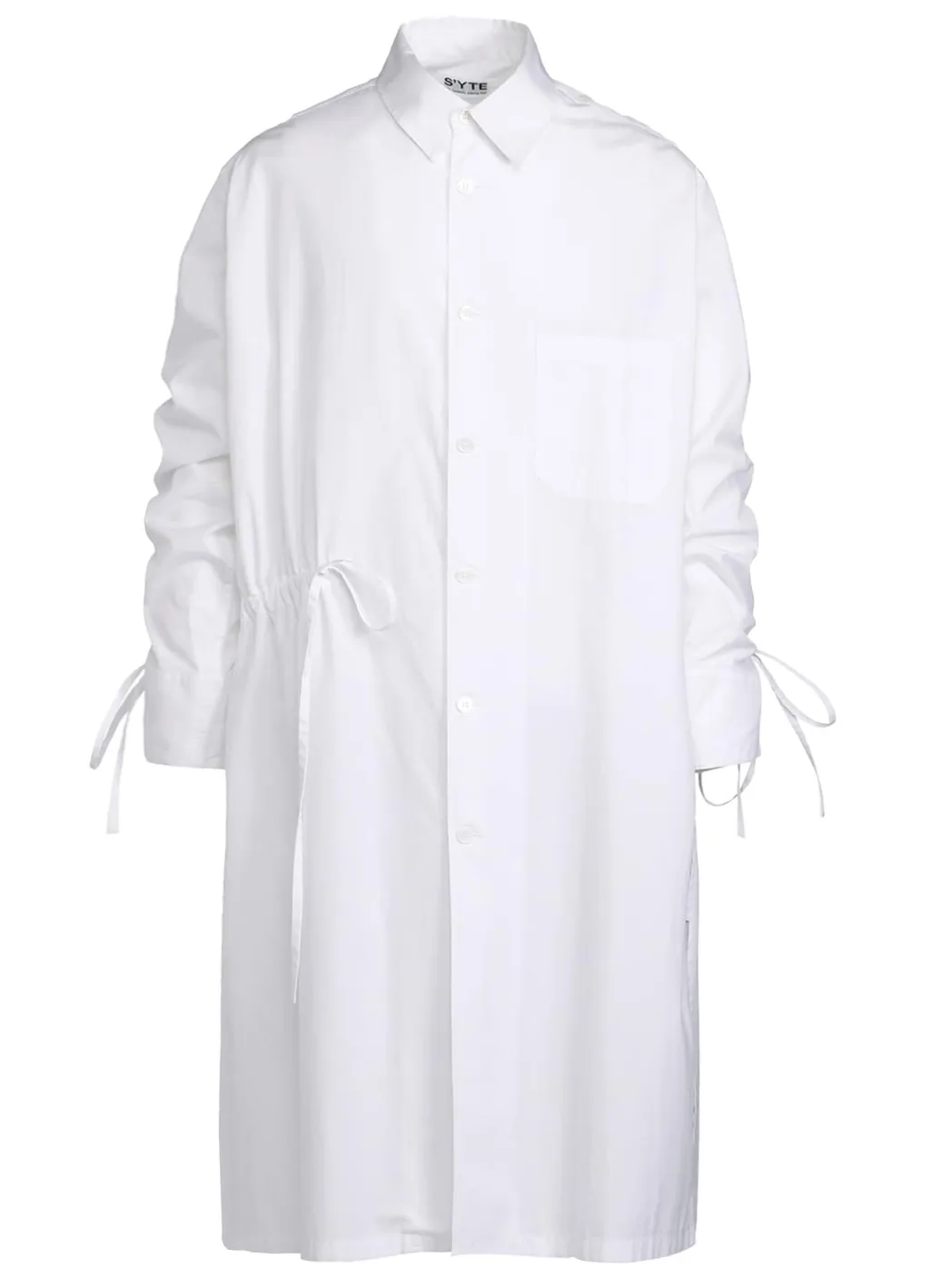Cotton Broad Cloth Oversized Long Shirt With Gathered Strings