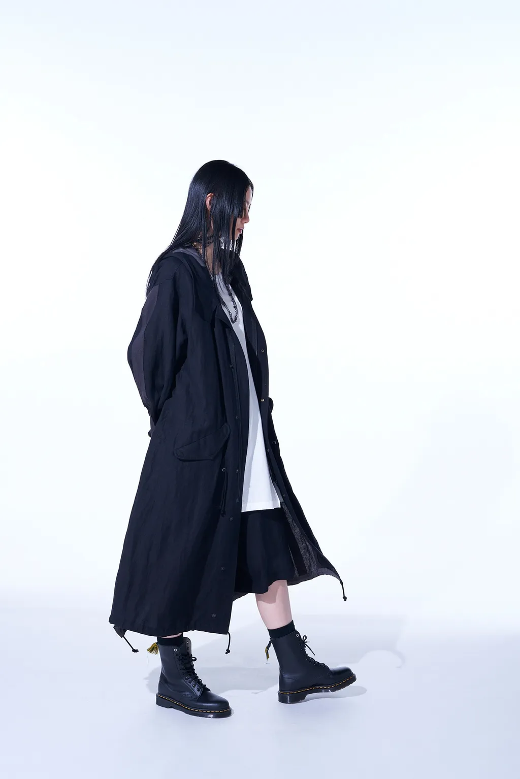 Bio-Washed Dual Fabric Mods Coat With Cut-Out Design