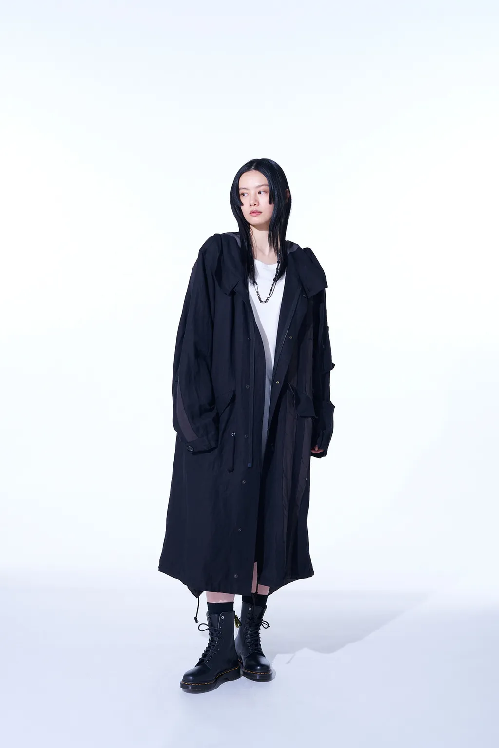 Bio-Washed Dual Fabric Mods Coat With Cut-Out Design