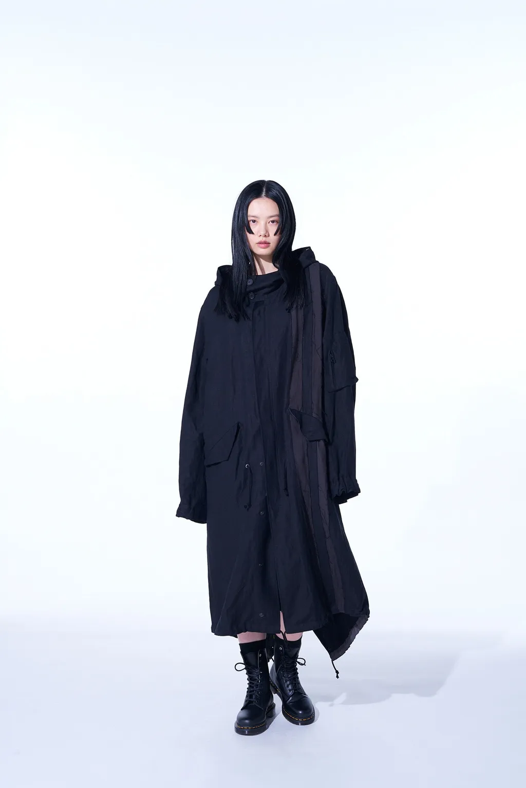 Bio-Washed Dual Fabric Mods Coat With Cut-Out Design