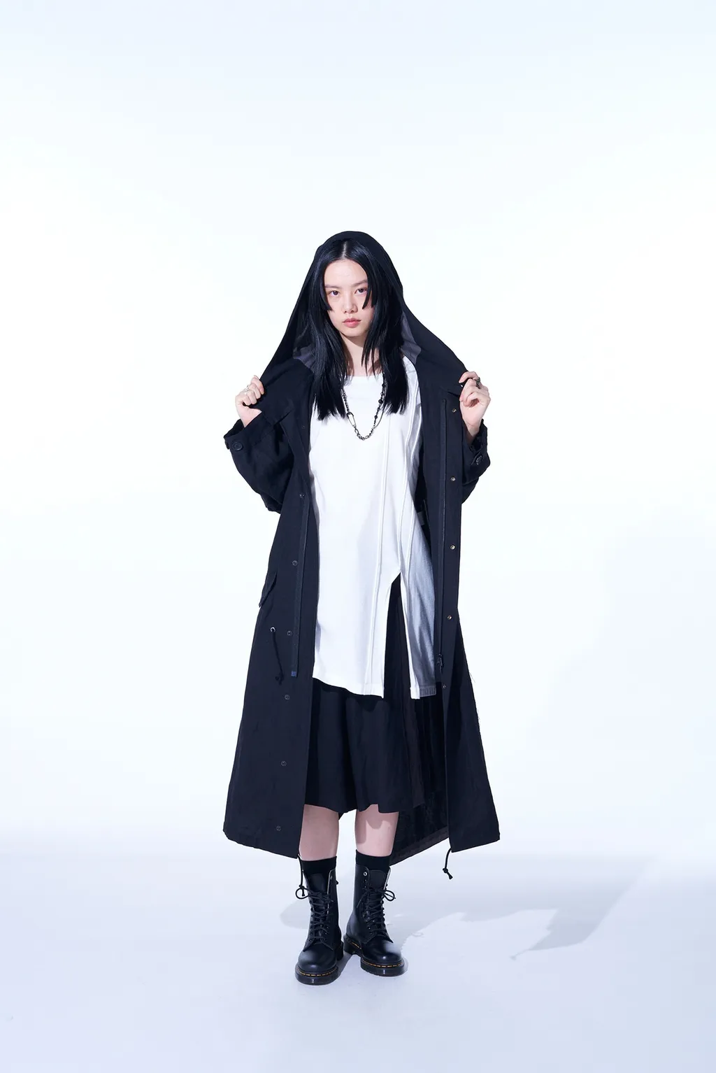 Bio-Washed Dual Fabric Mods Coat With Cut-Out Design