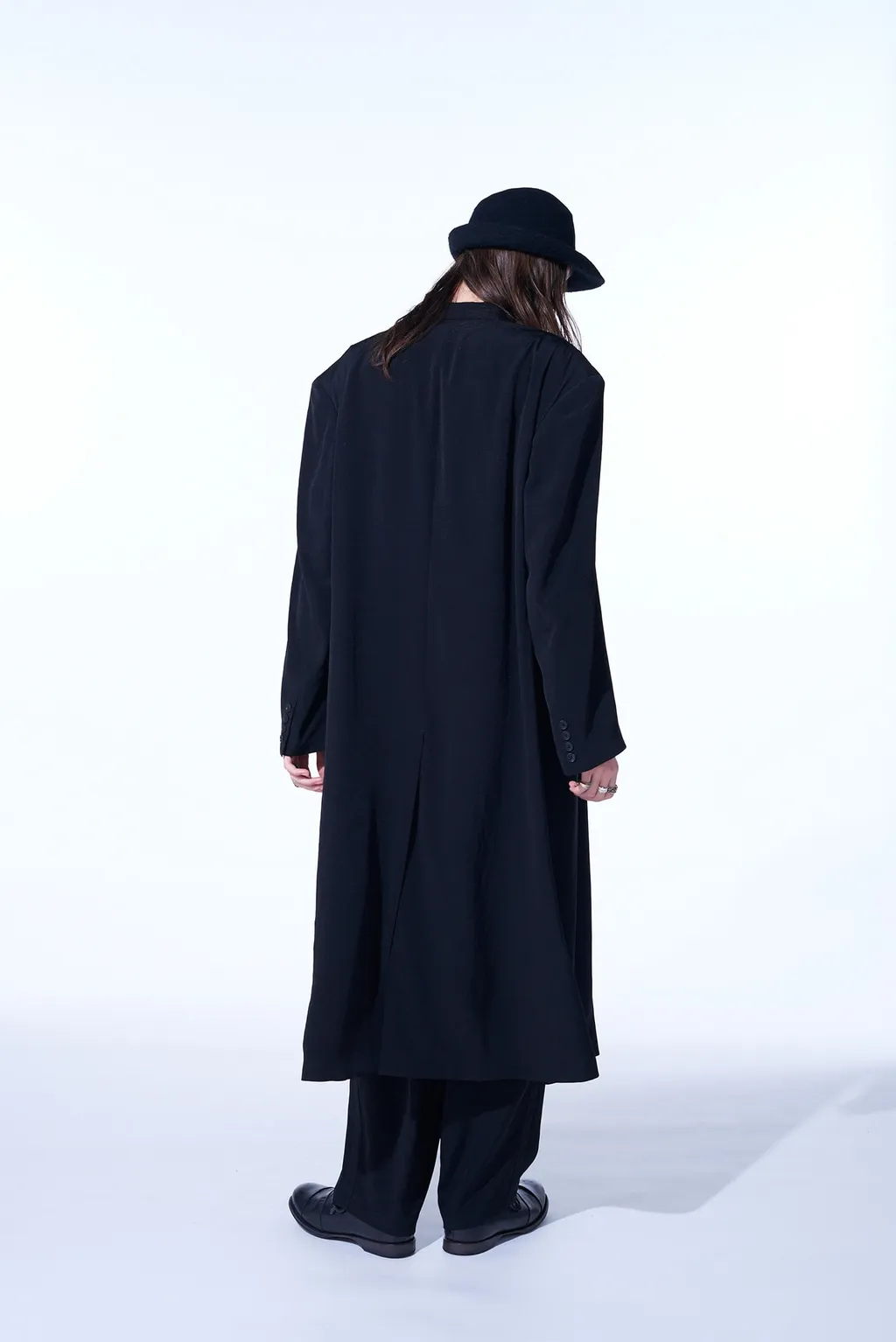 Crepe De Chine Oversized Notched Lapel Long Jacket