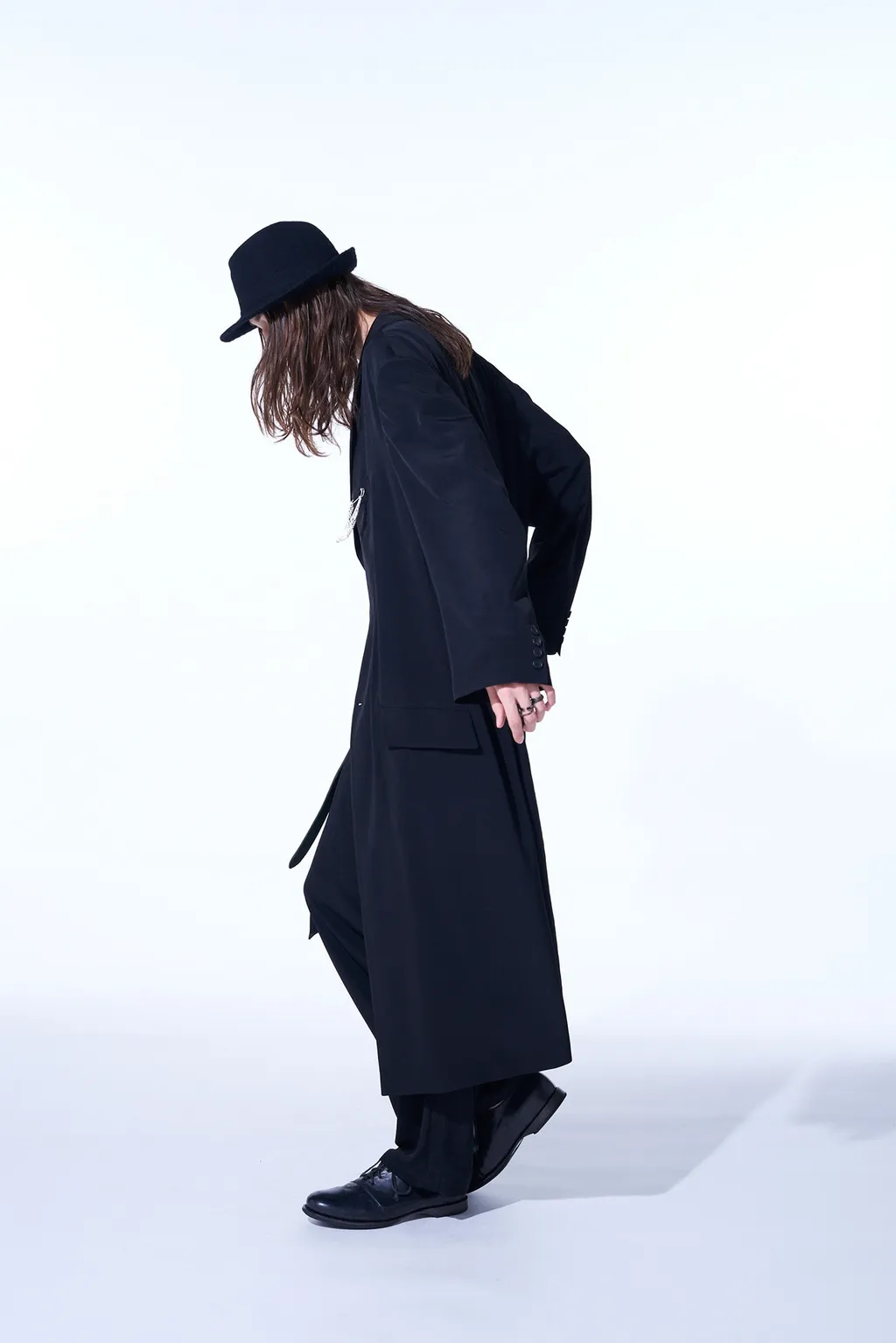 Crepe De Chine Oversized Notched Lapel Long Jacket