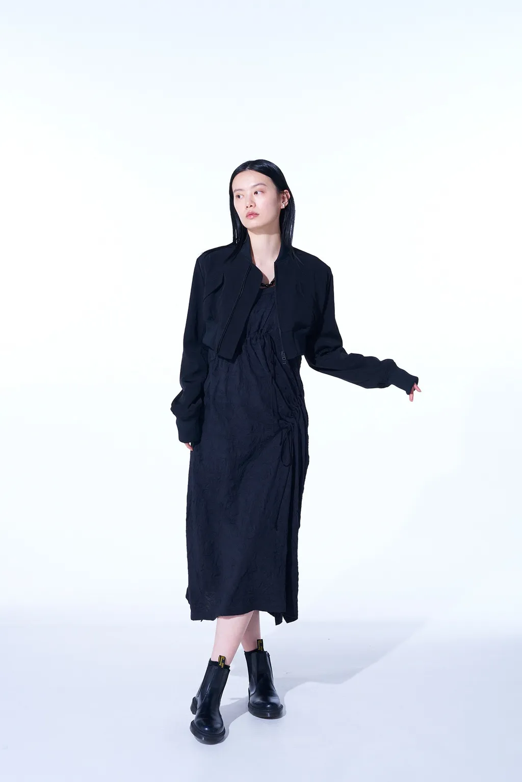 Crepe De Chine Cropped Bomber Jacket