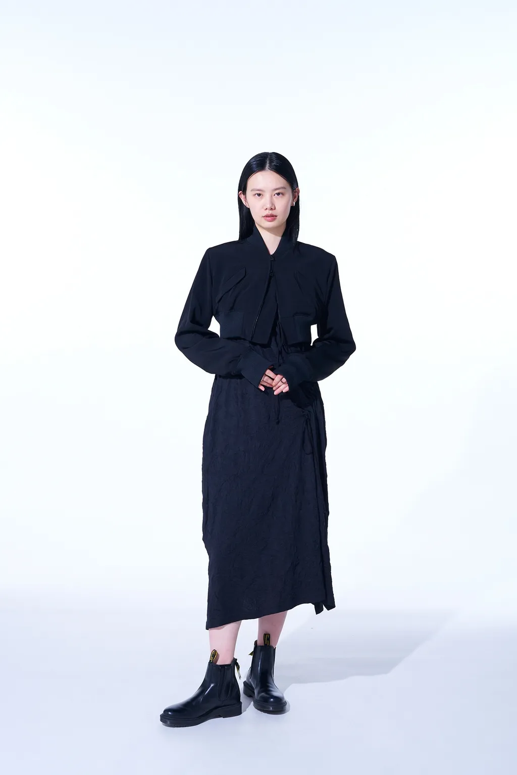 Crepe De Chine Cropped Bomber Jacket