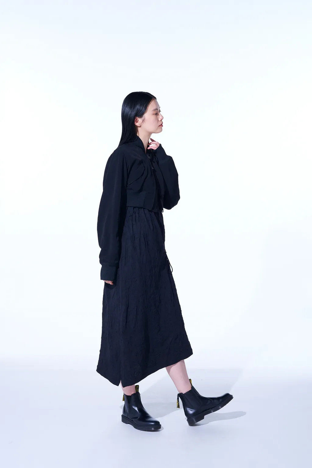 Crepe De Chine Cropped Bomber Jacket