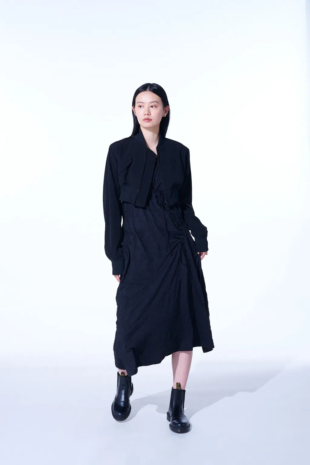 Crepe De Chine Cropped Bomber Jacket