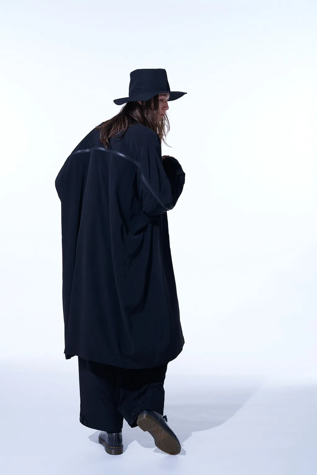 Crepe De Chine Back Yoke Zip Coat
