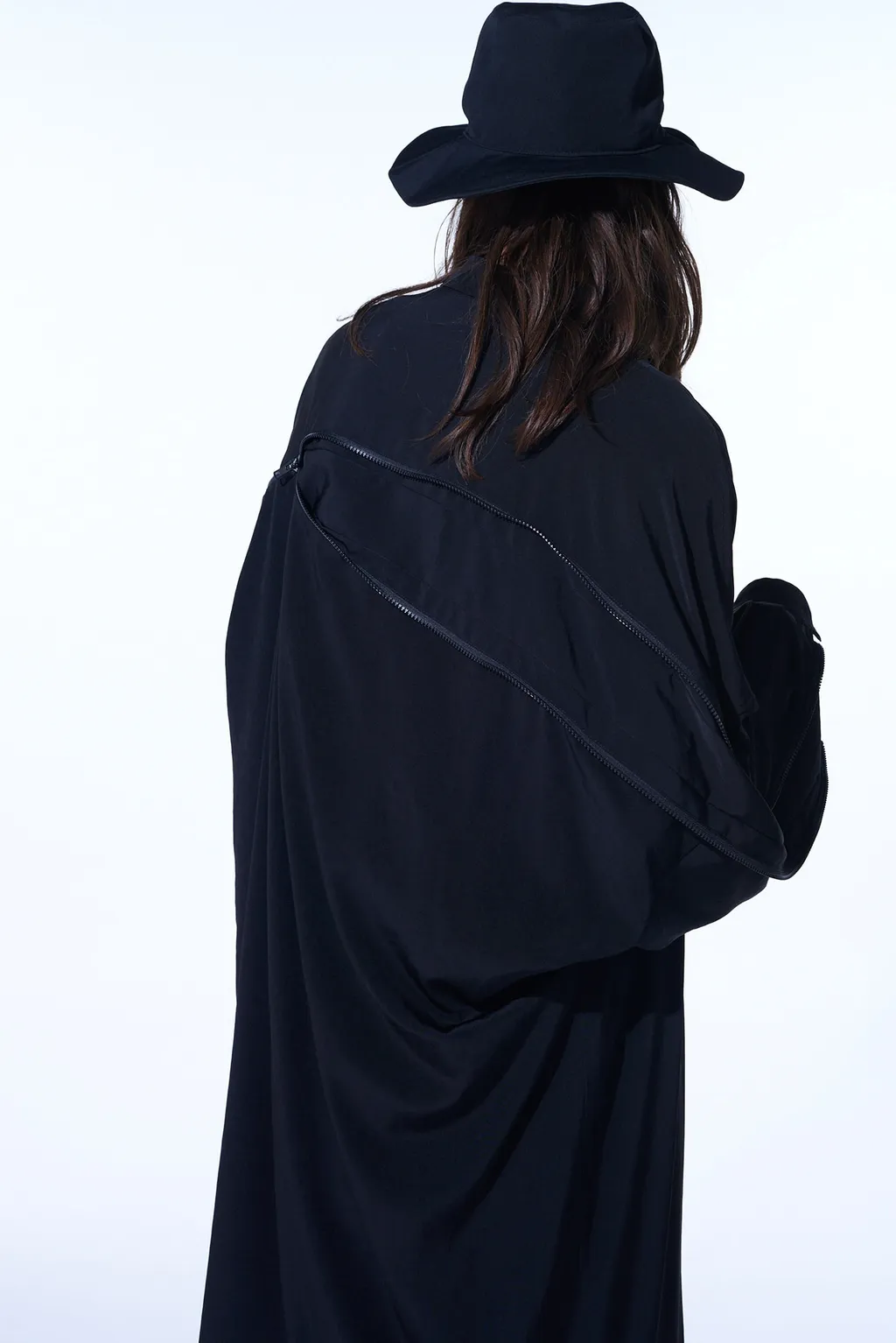 Crepe De Chine Back Yoke Zip Coat
