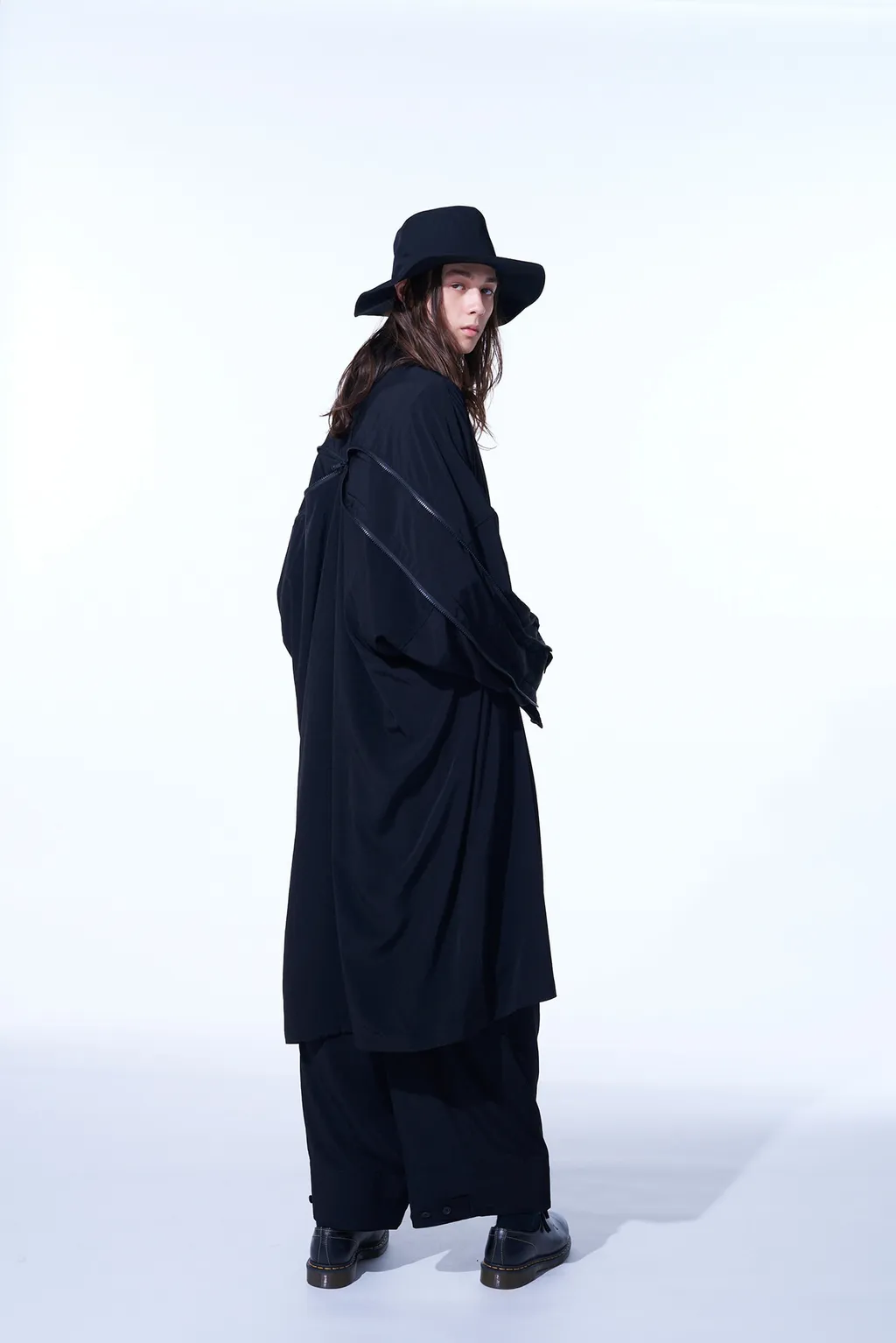 Crepe De Chine Back Yoke Zip Coat