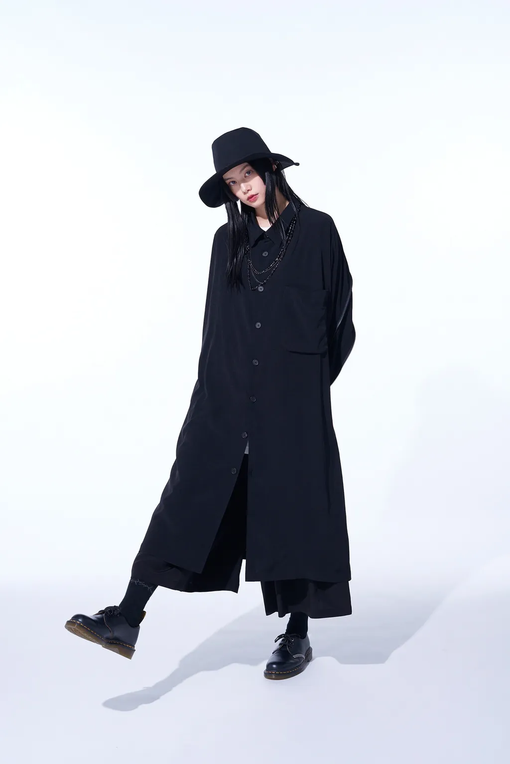 Crepe De Chine Back Yoke Zip Coat