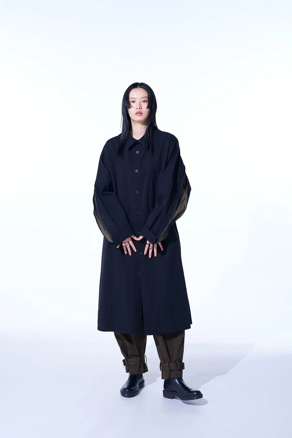 Cotton/Hemp Twill Back Yoke Zip Coat