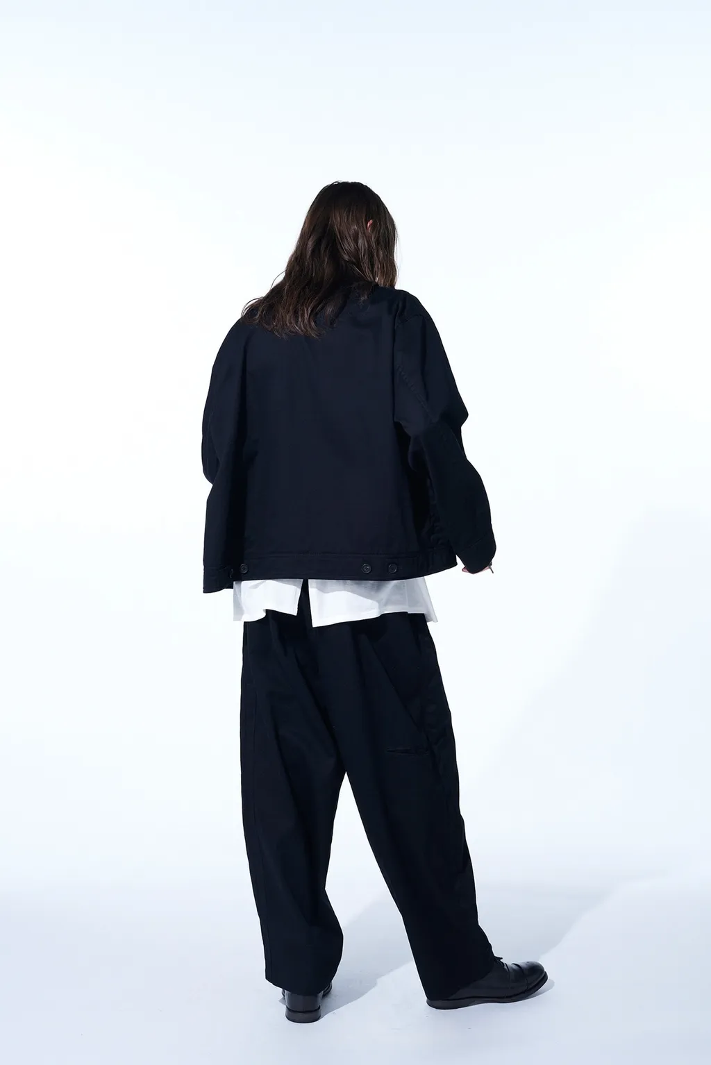 Cotton Twill 3-Tuck Wide Trousers With Side Stripes