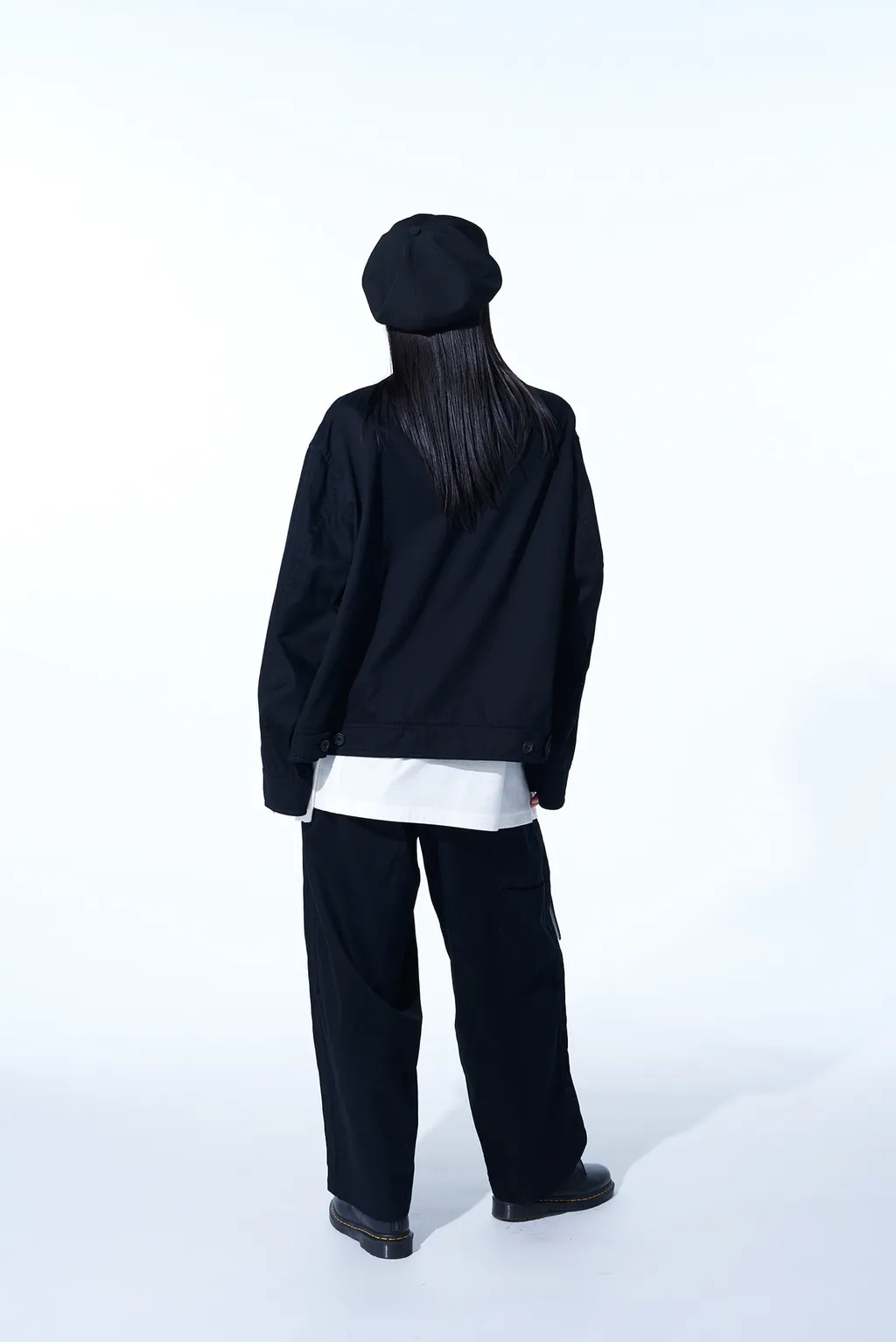 Cotton Twill 3-Tuck Wide Trousers With Side Stripes