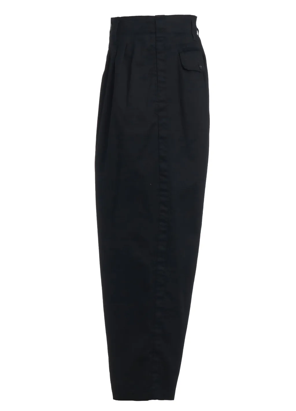 Cotton Twill 3-Tuck Wide Trousers With Side Stripes