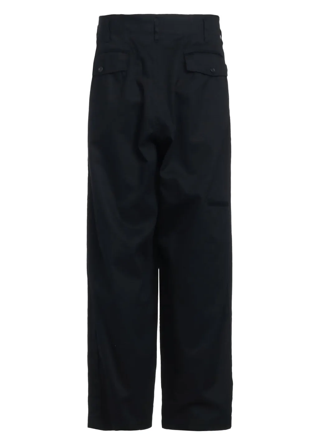 Cotton Twill 3-Tuck Wide Trousers With Side Stripes