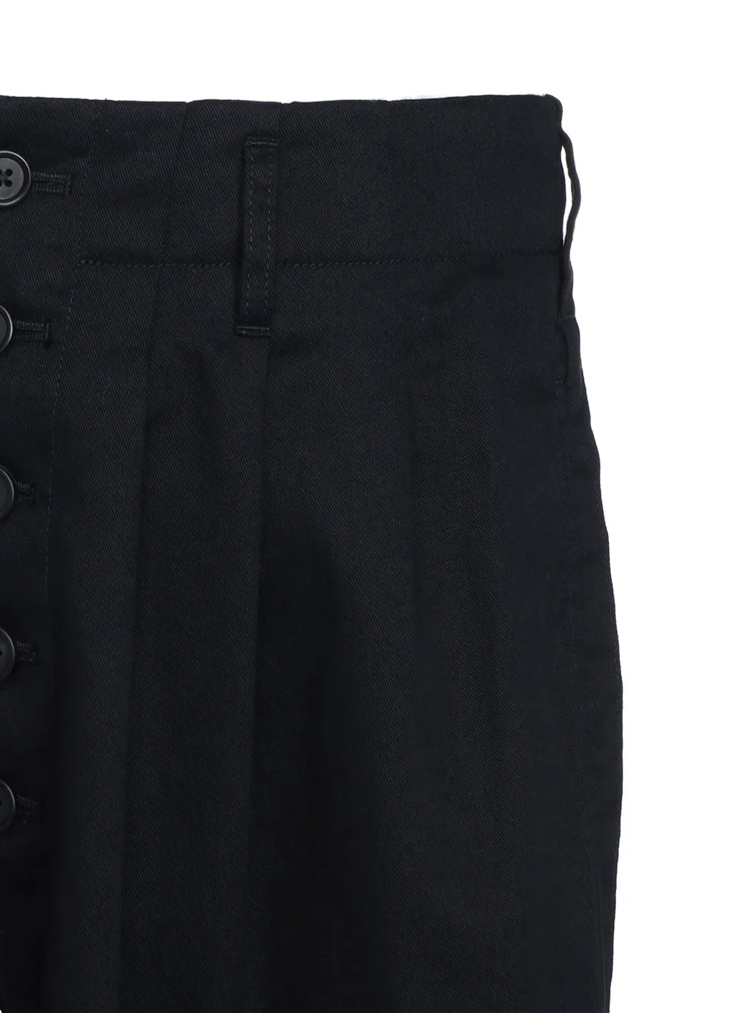 Cotton Twill 3-Tuck Wide Trousers With Side Stripes