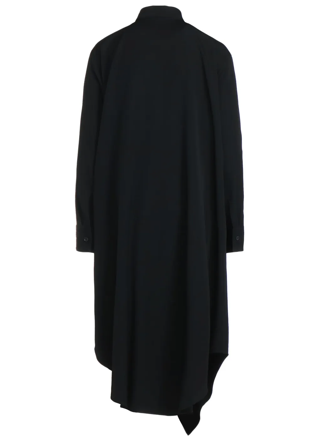 Washer Finished Wool Gabardine Shirt Dress With Double-Tailored Right Front