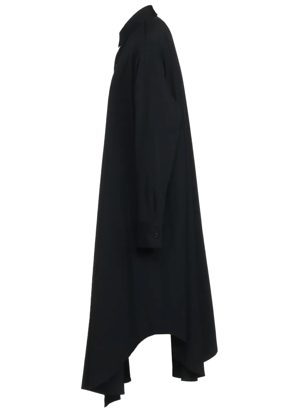 Washer Finished Wool Gabardine Shirt Dress With Double-Tailored Right Front