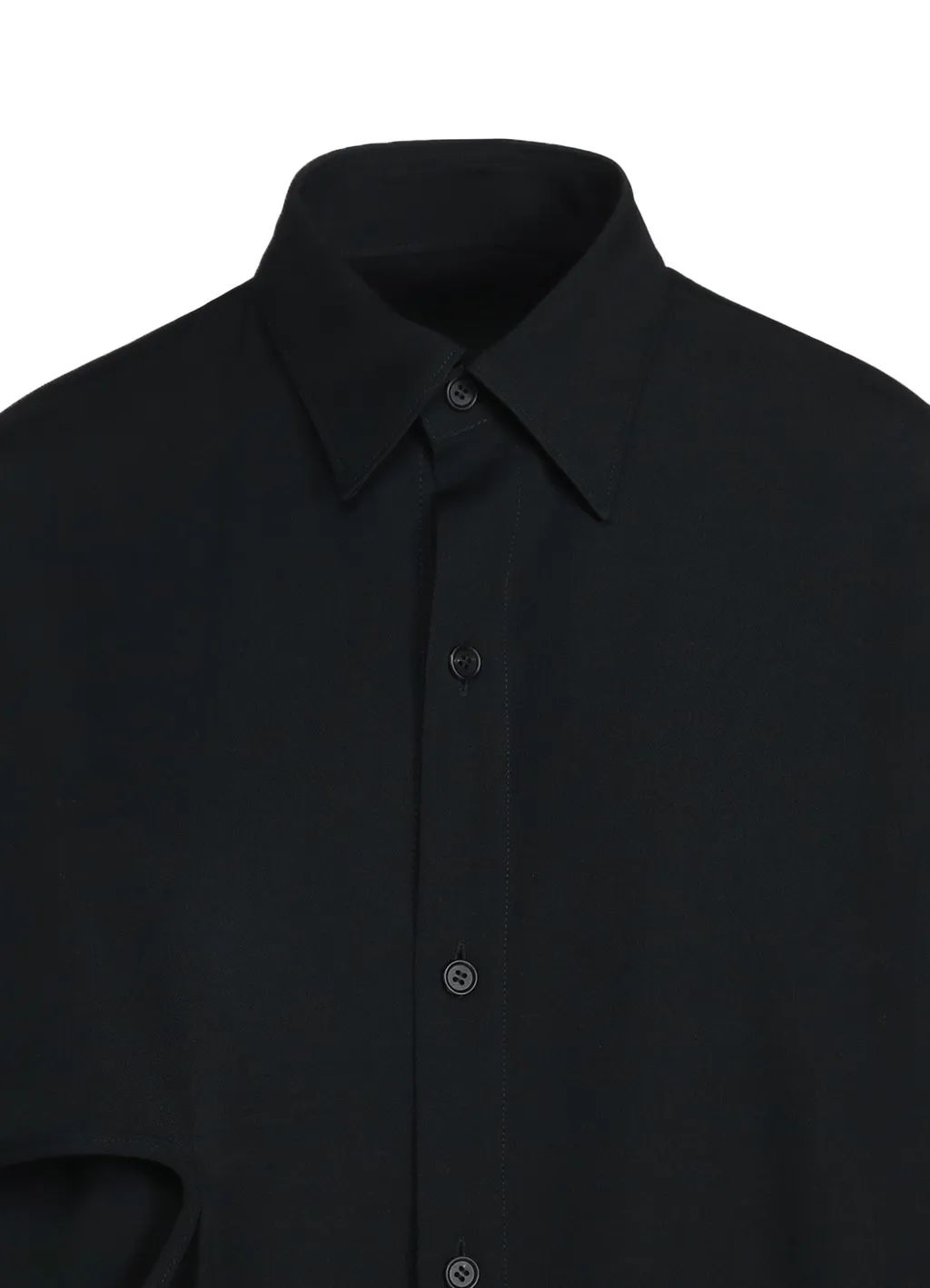 Washer Finished Wool Gabardine Shirt Dress With Double-Tailored Right Front